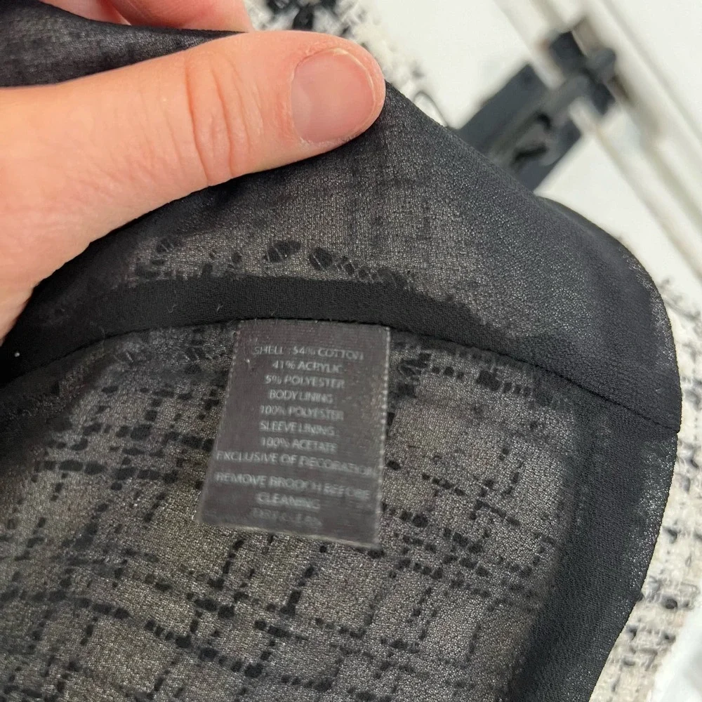White House Black Market white black tweed v-neck blazer 00